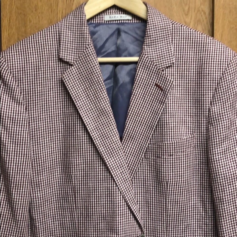 Zara Man Red Plaid Blazer